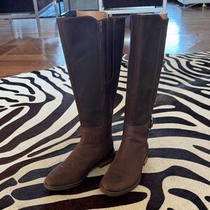 Clarks Camzin Brown Leather Tall Riding Boots Sz 6 Low heel
